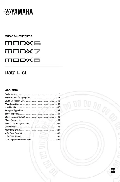 yamaha雅马哈MODX6_MODX7_MODX8 Data List